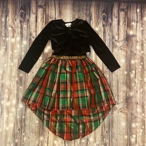 High-low plaid Christmas dress